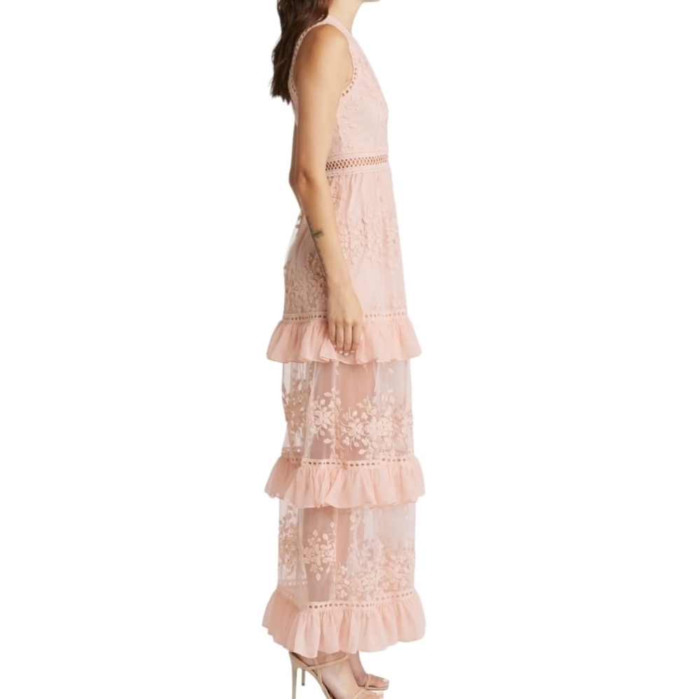 Lulus Garden Dreams Lace Tiered Maxi Dress, Size , Blush, EUC - Picture 4 of 17